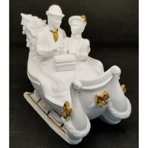 "Bringing Home the Tree" musical sculpture by Lenox 1983 with paperwork and box